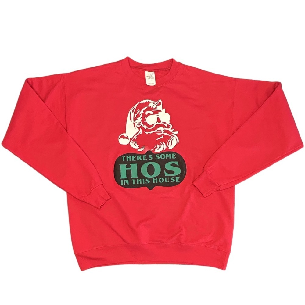 There’s some HOS in this house funny red unisex novelty Christmas sweatshirt M